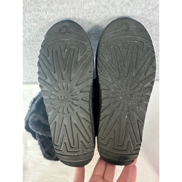 UGG woman’s sz 9 Black Tall Cable Knit 3 Button Pull on Boots Shearling Insoles - Picture 10 of 12